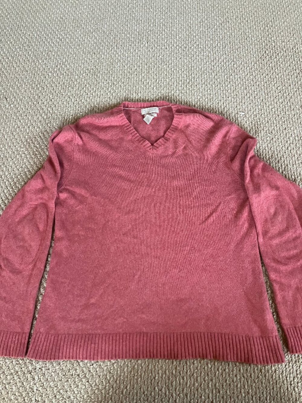 Banana Republic Luxury Winter Blend L Pink V-Neck Sweater Angora Rabbit Cashmere